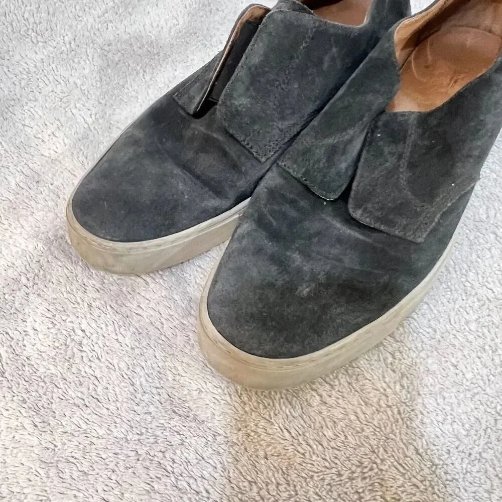 Frye 1863 Mens Gray Slip On Casual Shoes Lace 11 Suede Almond Toe Oxford Preppy